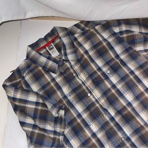 The North Face Men's Shirt Size XL Short Sleeve Pearl Snap Cotton Plaid